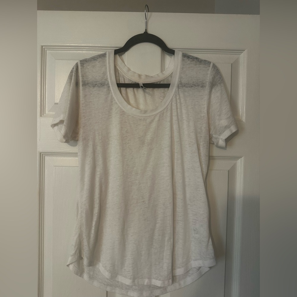 Z Supply Sheer White Short Sleeve Tee